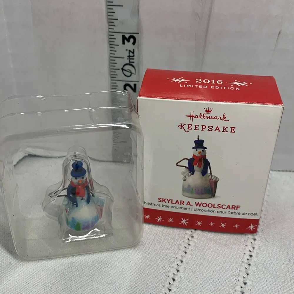 Hallmark Keepsake Ornament Skylar A. WoolScarf Porcelain Mini Snowman NIB 2016
